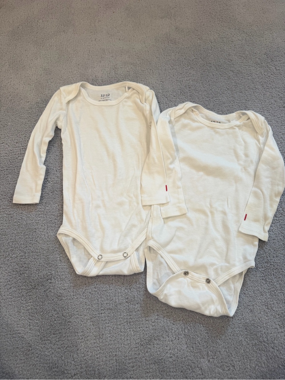 Long Sleeve White Baby One-Piece Bodysuit (2 Pack)